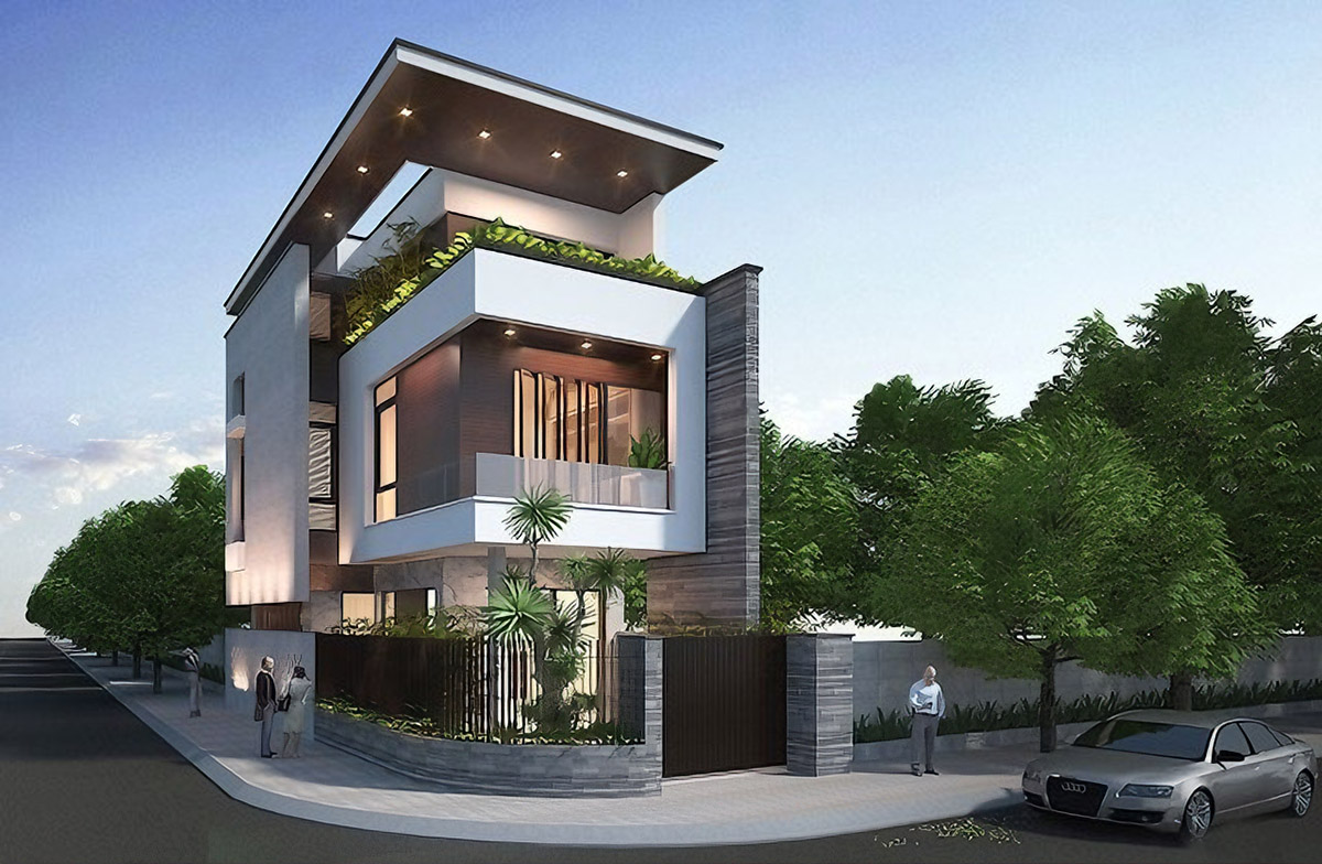 Mẫu nhà 2 mặt tiền 3 tầng sở hữu vị trí đắc địa, tối ưu ánh sáng, gió trời và tăng khả năng nhận diện thương hiệu.