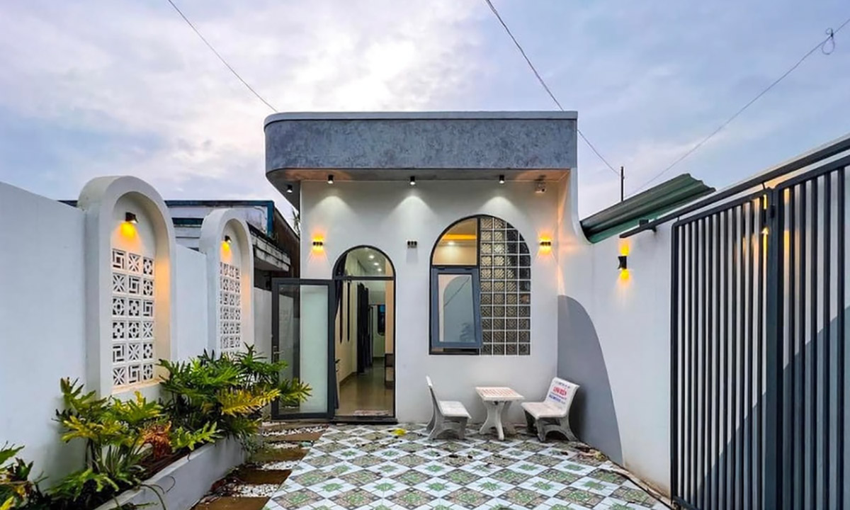 Mẫu thiết kế nhà 30m2 1 trệt 1 lửng nhiều cây xanh.