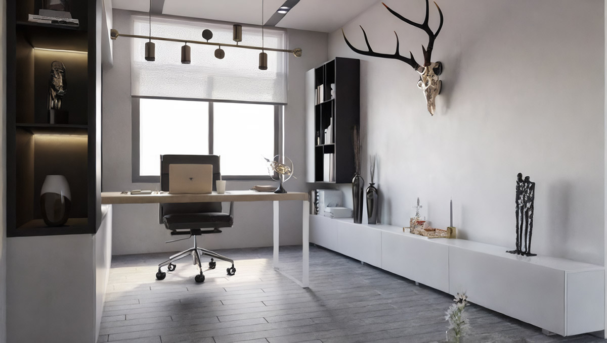 Phòng làm việc sáng sủa và tươi mới