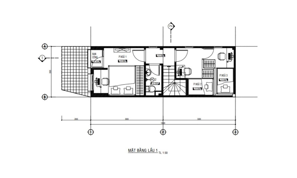 Ngôi nhà được thiết kế với 3 phòng ngủ