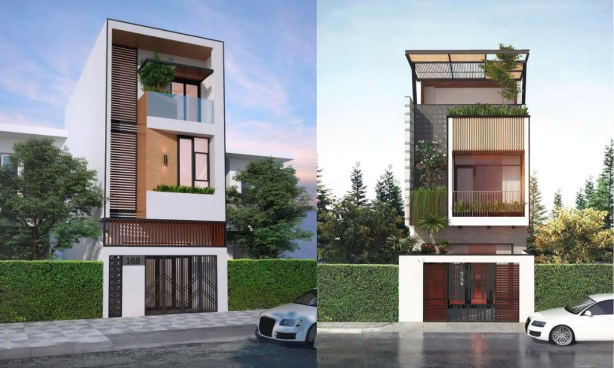 Cổng nhà 5x12m 2 tầng thường làm từ sắt để tiết kiệm chi phí