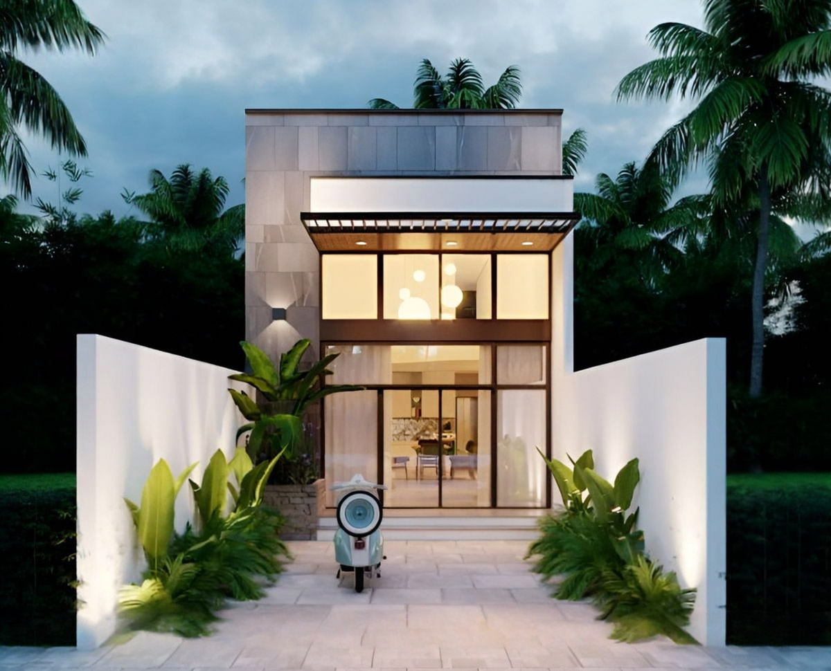 Mặt tiền mẫu nhà ống 5x12m 3 phòng ngủ có gác lửng