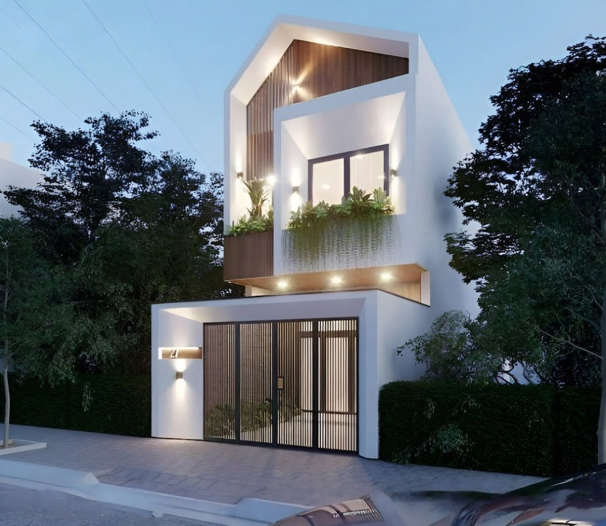 Mẫu nhà 5x12m đơn giản tone trắng chủ đạo