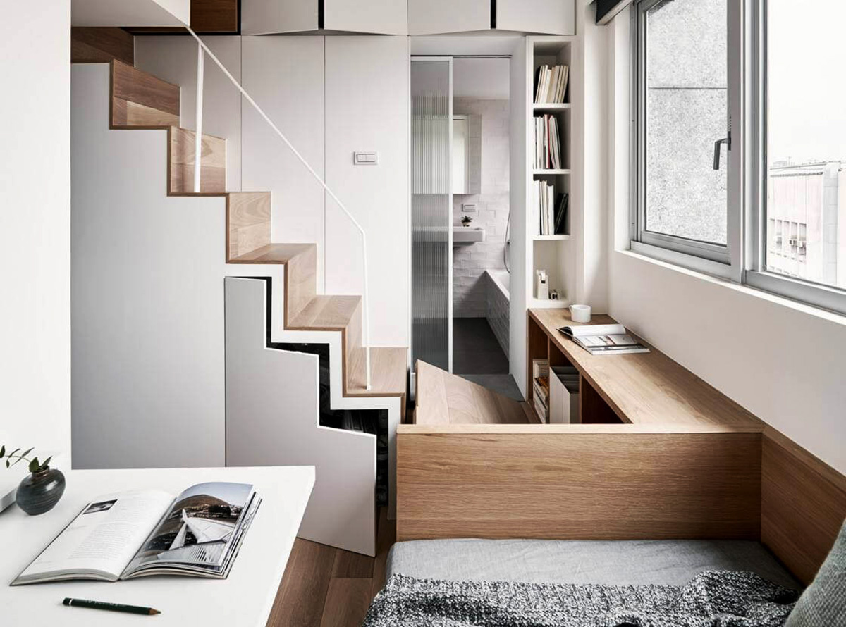 Cầu thang xây dựng nhỏ nhằm tiết kiệm diện tích cho mẫu thiết kế nhà nhỏ 3x6 Cầu thang xây dựng nhỏ nhằm tiết kiệm diện tích cho mẫu thiết kế nhà nhỏ 3x6