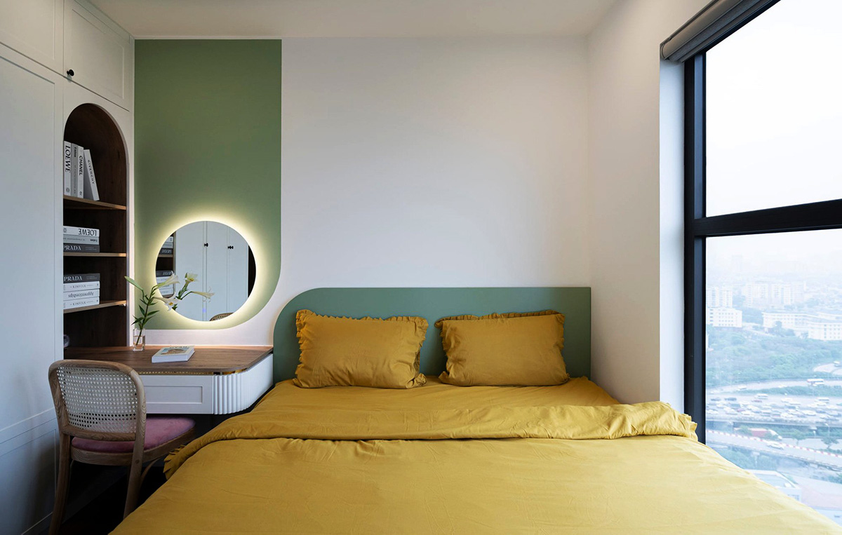 Phòng ngủ sử dụng tông màu sáng để tạo sự tươi tắn cho mẫu thiết kế nhà nhỏ 3x6 Phòng ngủ sử dụng tông màu sáng để tạo sự tươi tắn cho mẫu thiết kế nhà nhỏ 3x6