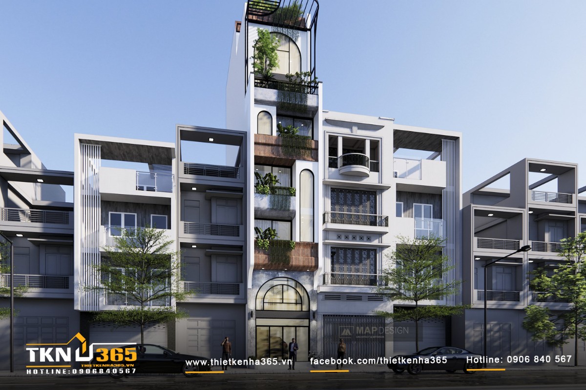 Mẫu nhà phố có 4 phòng ngủ 5 tầng