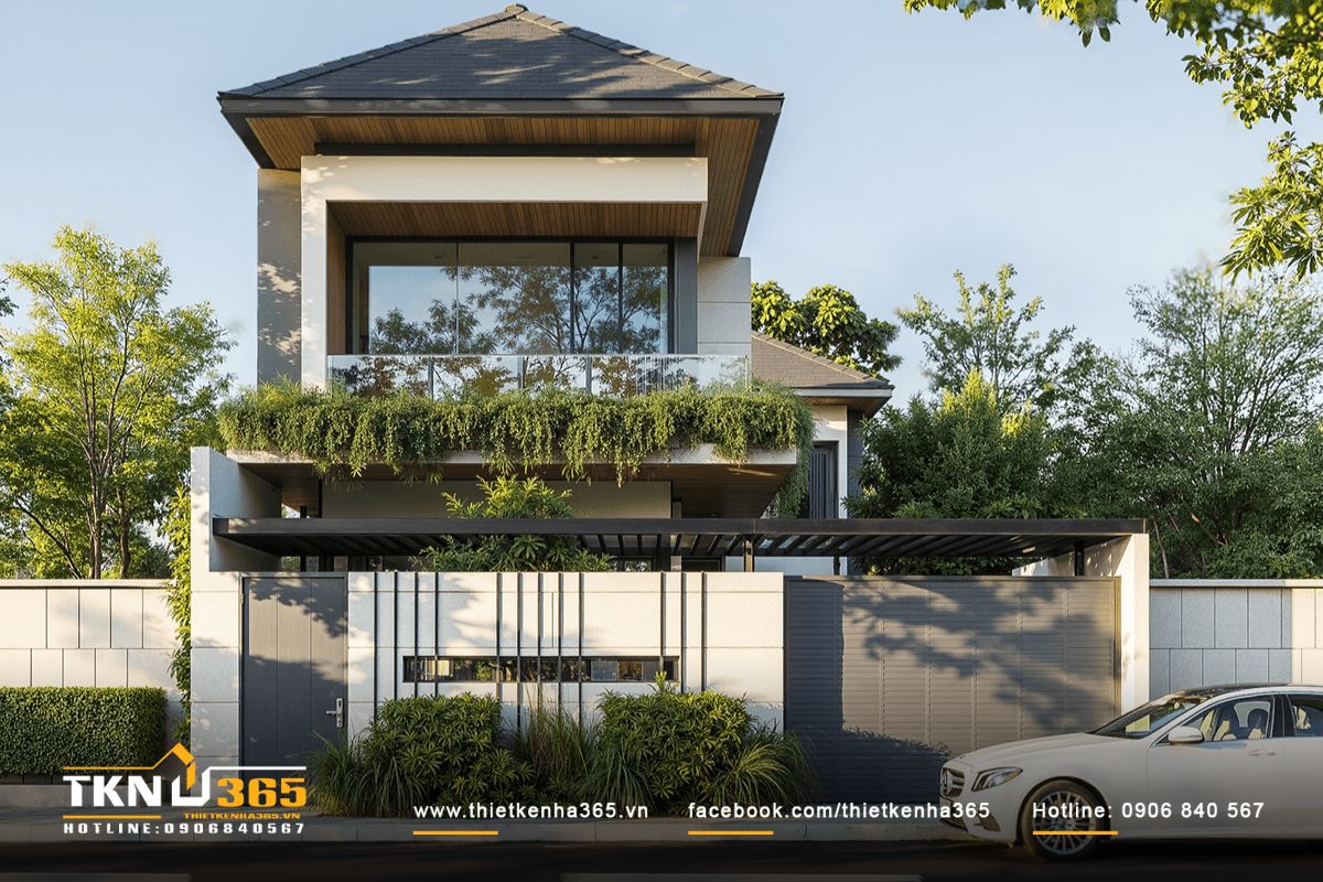Mẫu nhà phố mặt tiền 8m sang trọng, với các chi tiết tinh tế tạo điểm nhấn cho ngôi nhà