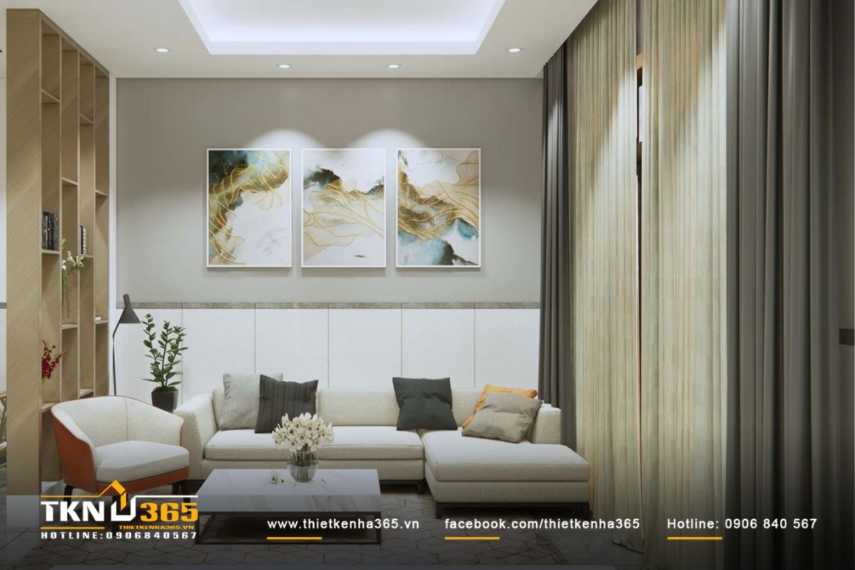 Sự kết hợp h&agrave;i h&ograve;a giữa m&agrave;u sắc v&agrave; nội thất, tạo n&ecirc;n ph&ograve;ng kh&aacute;ch đầy ấn tượng