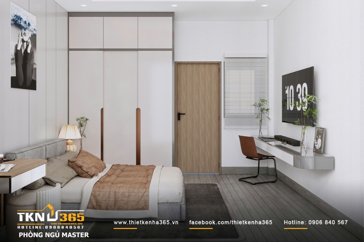 Ph&ograve;ng ngủ được đặt ở nơi y&ecirc;n tĩnh với thiết kế tối giản