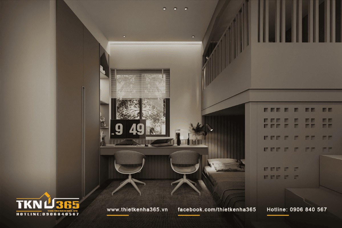 Ph&ograve;ng ngủ cho hai b&eacute; được thiết kế tối ưu diện t&iacute;ch sử dụng