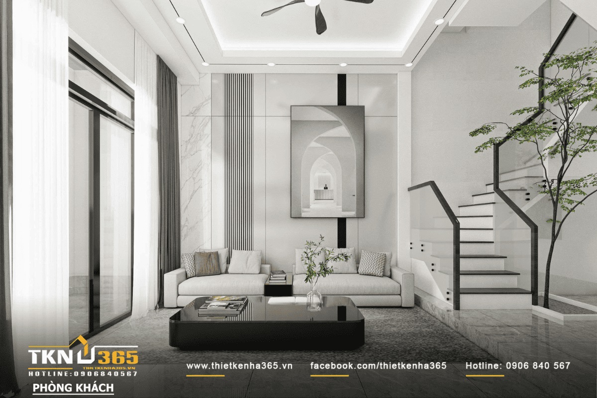 Nội thất nh&agrave; phố 2 tầng phong c&aacute;ch kiểu hiện đại, trẻ trung