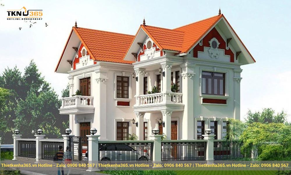 Biệt thự 2 tầng mái Thái chữ L siêu rộng rãi