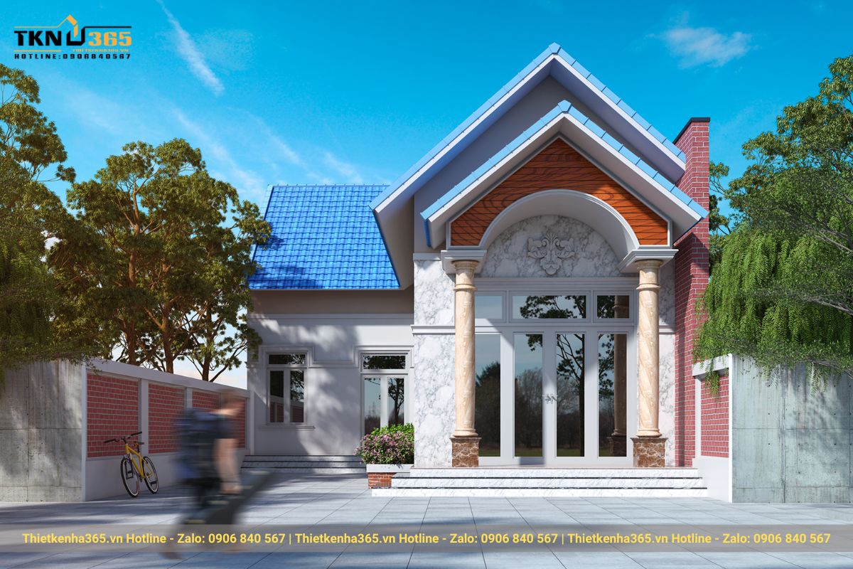 Mẫu biệt thự m&aacute;i th&aacute;i c&oacute; s&acirc;n vườn rộng th&iacute;ch hợp cho trẻ em vui chơi