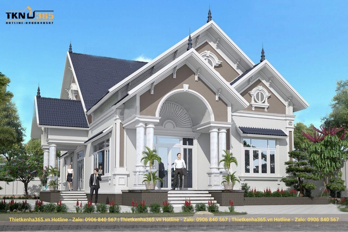 Biệt thự m&aacute;i Th&aacute;i của gia đ&igrave;nh chị Ti&ecirc;n - Anh Trung tại Quảng Ng&atilde;i