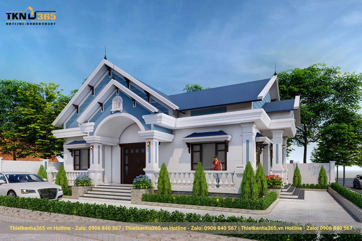 Kh&ocirc;ng gian s&acirc;n vườn rộng r&atilde;i th&iacute;ch hợp cho gia chủ c&oacute; sở th&iacute;ch trồng c&acirc;y, l&agrave;m vườn