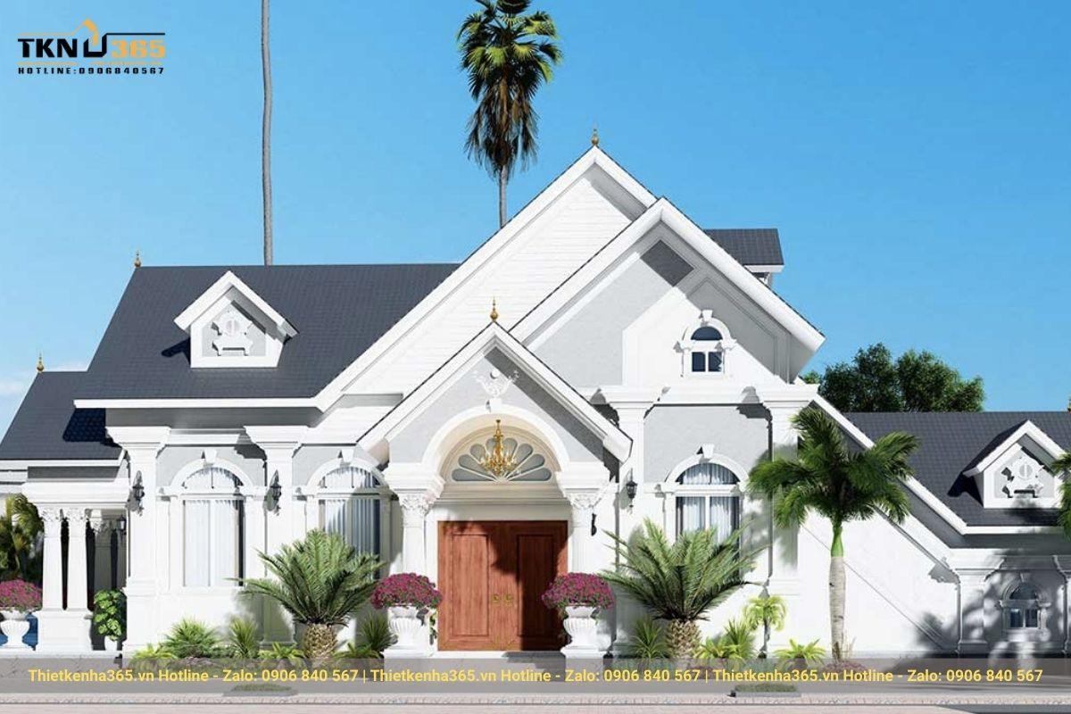 Kh&ocirc;ng gian mặt tiền tho&aacute;ng đ&atilde;ng, hạn chế sự ngột ngạt v&agrave; t&ugrave; t&uacute;ng cho nh&agrave; biệt thự m&aacute;i Th&aacute;i