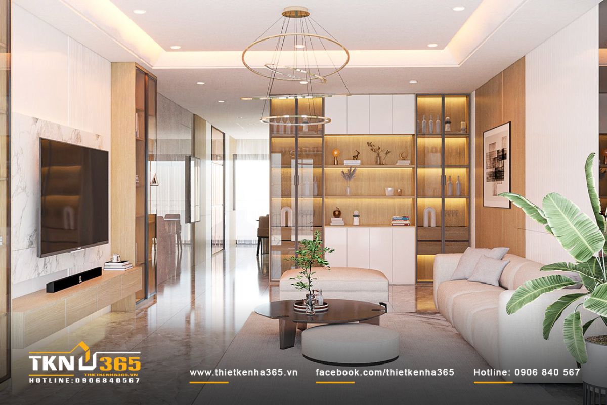 B&igrave;nh hoa, đ&egrave;n c&acirc;y, c&ugrave;ng với kệ s&aacute;ch &acirc;m tường được sắp xếp tinh tế, đơn giản m&agrave; vẫn sang trọng