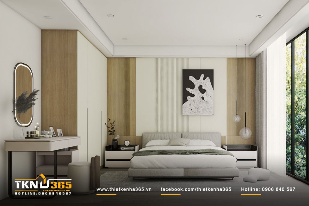 Thiết kế ph&ograve;ng ngủ theo phong c&aacute;ch hiện đại đ&oacute;n &aacute;nh s&aacute;ng tự nhi&ecirc;n, thư gi&atilde;n