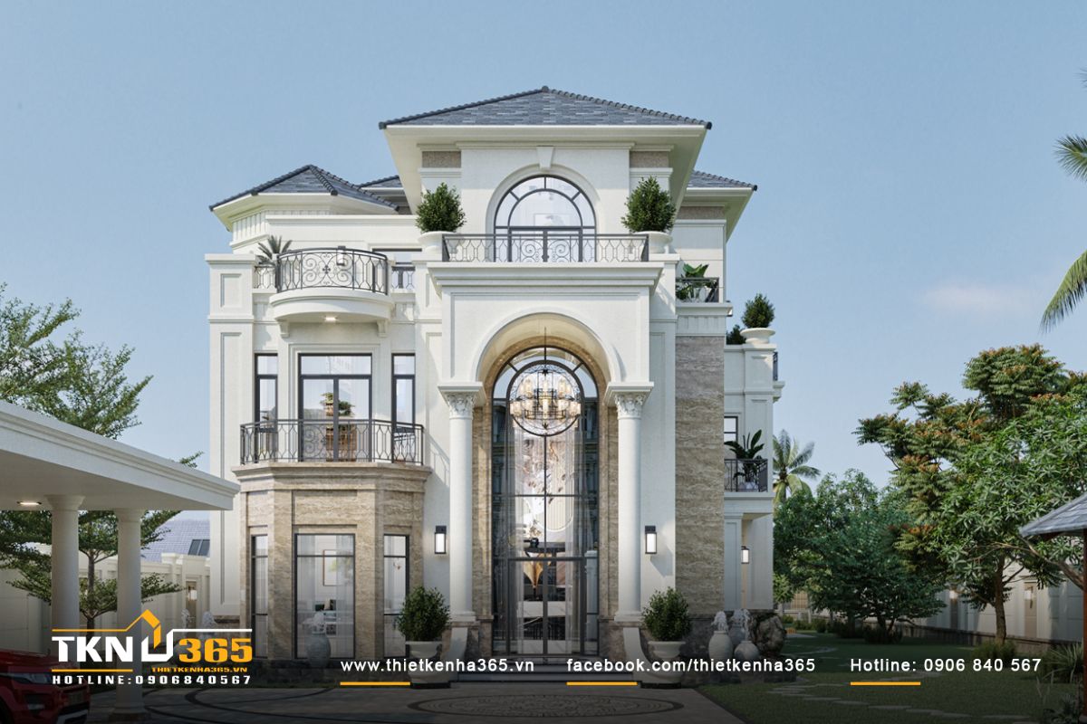 Biệt thự s&acirc;n vườn 300m2 theo phong c&aacute;ch t&acirc;n cổ điển mang vẻ đẹp trang nh&atilde;, sang trọng