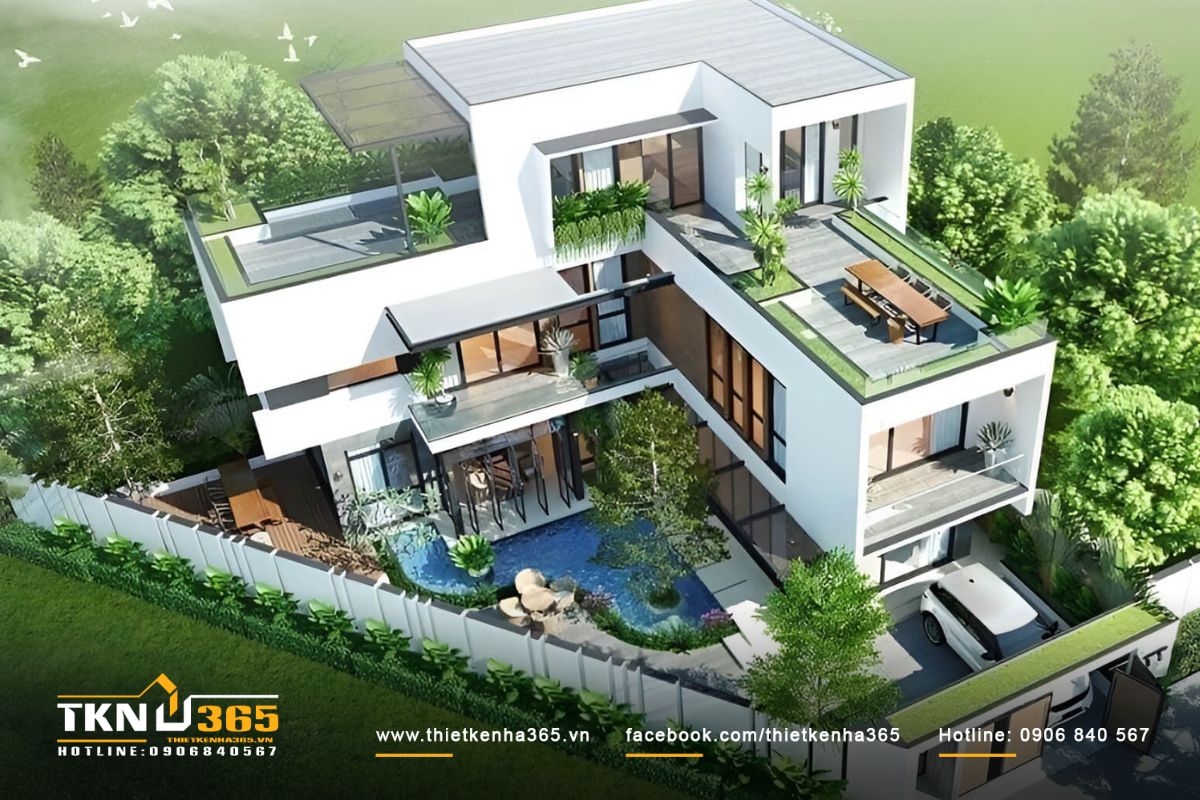 Biệt thự s&acirc;n vườn 300m2 chữ L c&oacute; thiết kế sang trọng, tinh tế v&agrave; tối ưu kh&ocirc;ng gian sống