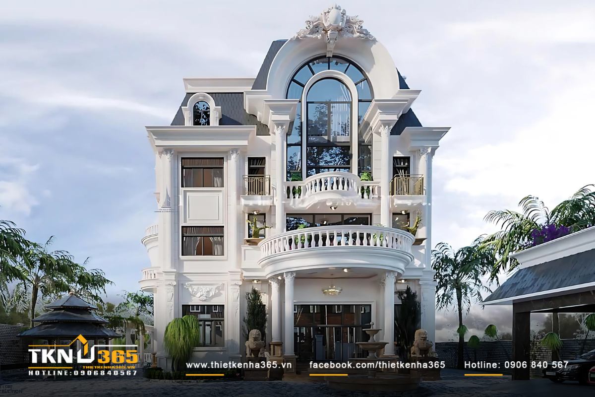 Thiết kế biệt thự 3 tầng kiểu Pháp đẹp mắt, sang trọng