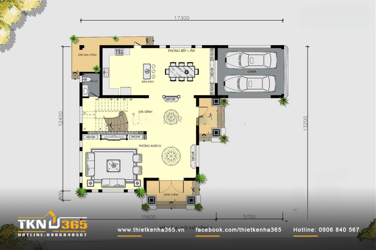 Bố trí công năng biệt thự 3 tầng phong cách Pháp hợp lý