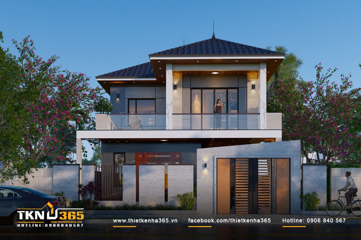 Thiết kế biệt thự mái Nhật 2 tầng theo phong cách tối giản nhưng không kém phần tinh tế