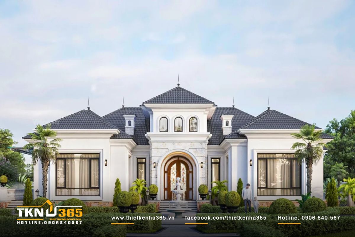 Mẫu biệt thự diện tích 400m2 1 tầng độc đáo, mạnh mẽ