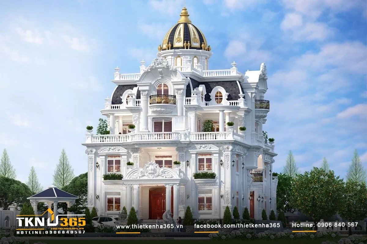 Mẫu biệt thự diện tích 500m2 cổ điển lộng lẫy, kiến trúc châu Âu