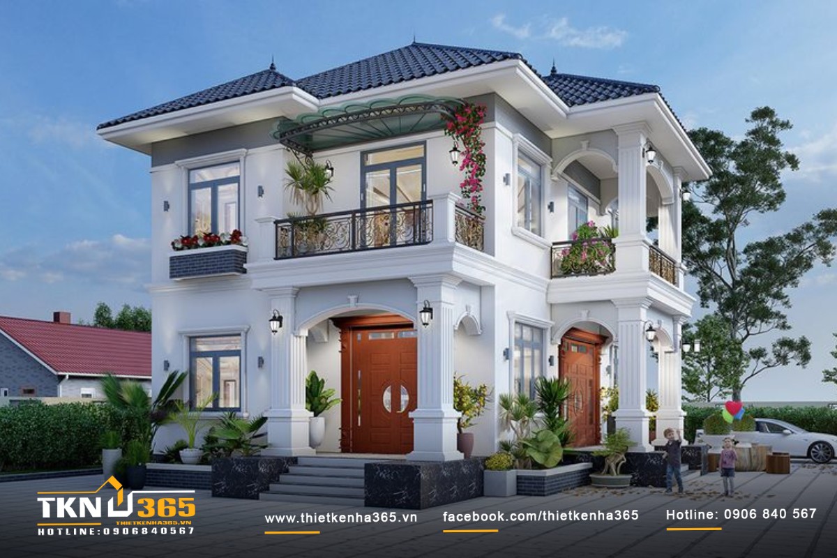 Mẫu biệt thự diện tích 500m2 mái Nhật 2 tầng đẹp