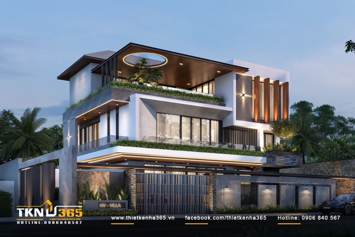 Mẫu biệt thự 6 phòng ngủ mái Bằng