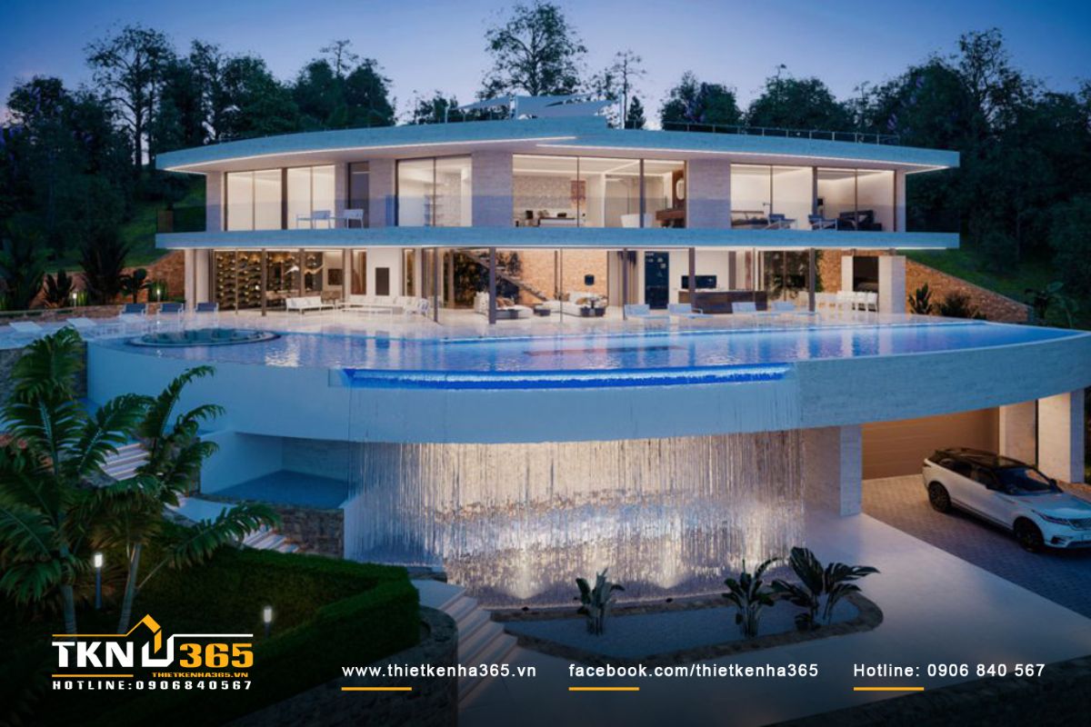 Thiết kế biệt thự 6 phòng ngủ có hồ bơi vô cực