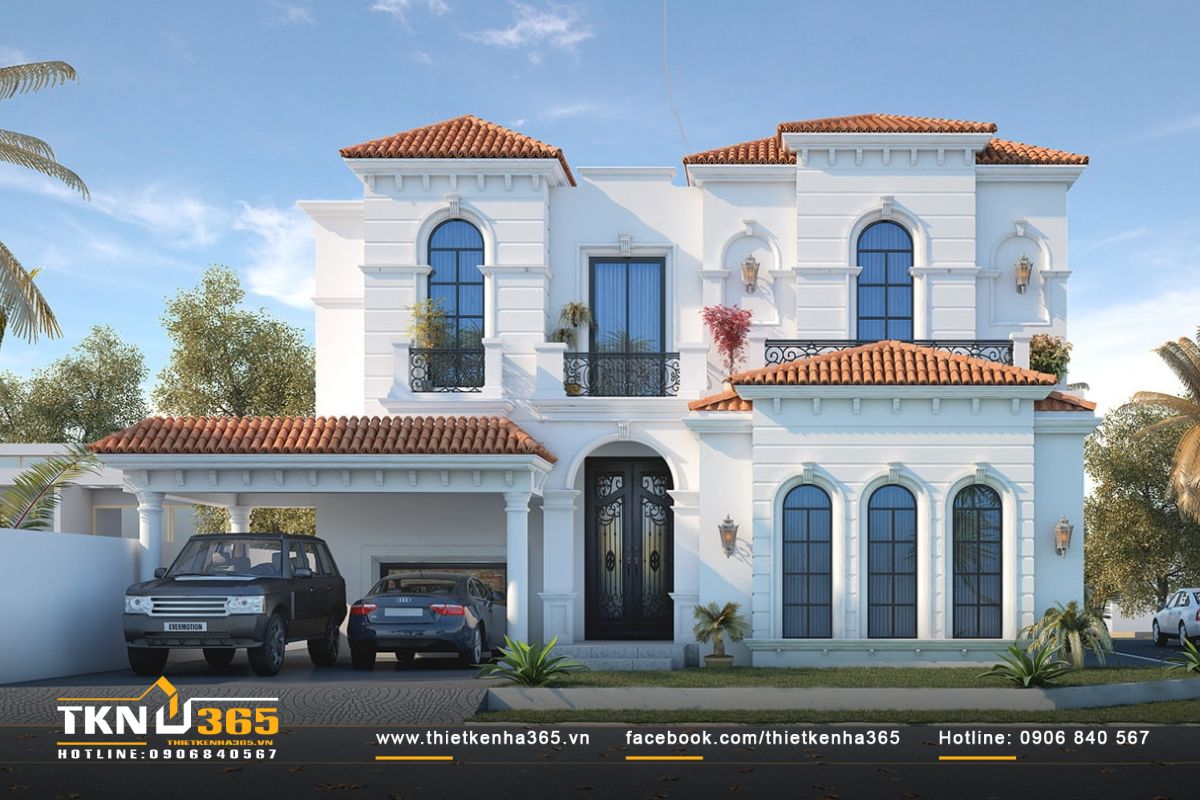 Mẫu biệt thự 6 phòng ngủ phong cách Địa Trung Hải
