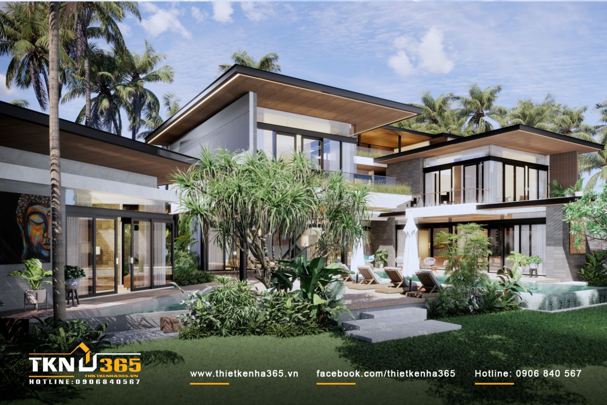 Mẫu biệt thự 6 phòng ngủ phong cách Tropical Modern