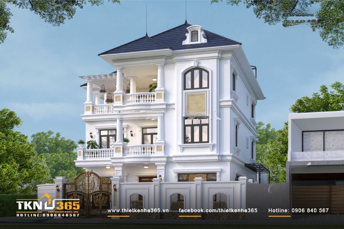 Mẫu biệt thự 3 tầng mái Nhật phong cách cổ điển mang nét thời thượng và cuốn hút