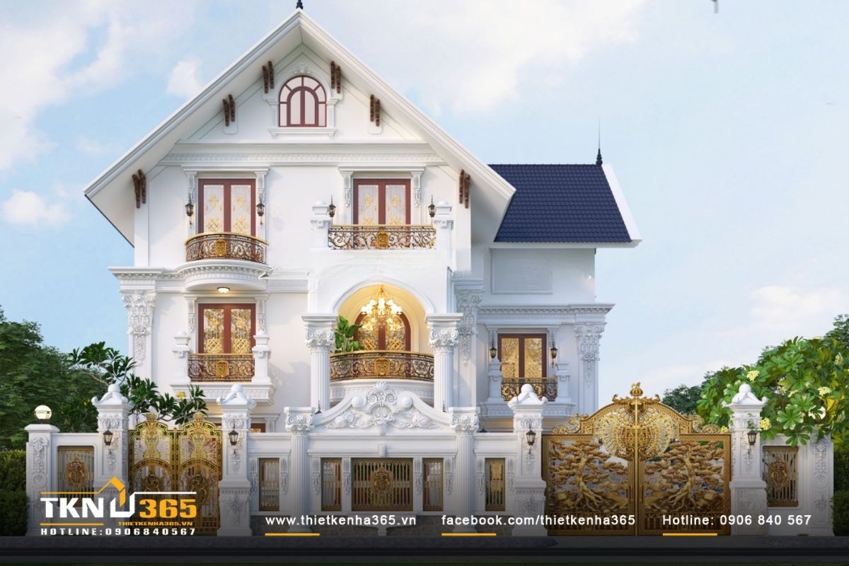 Mẫu biệt thự 3 tầng cổ điển 4 phòng ngủ bề thế và đầy đủ sự tiện nghi