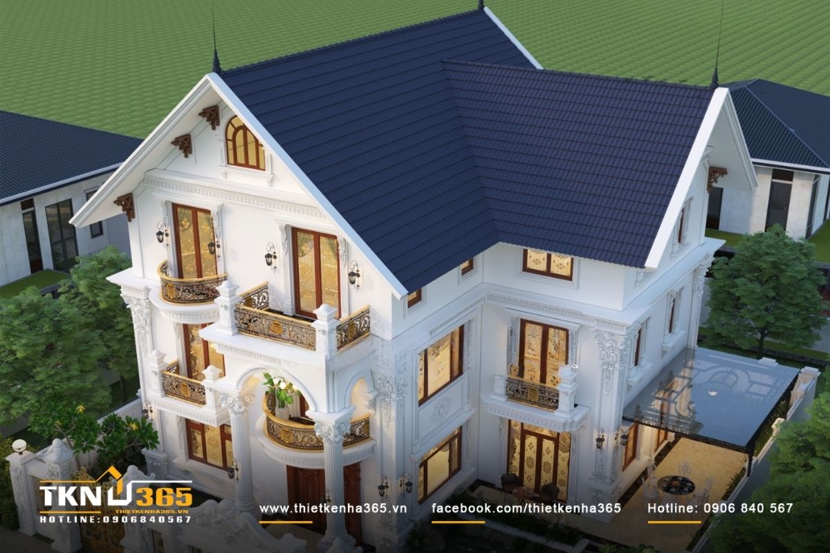 Công trình biệt thự gây ấn tượng bởi thiết kế vững chắc và cao ráo