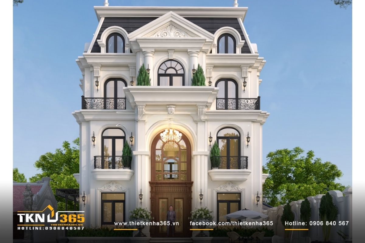 Mẫu biệt thự 3 tầng cổ điển có 5 phòng ngủ sở hữu nét đẹp kiêu sa