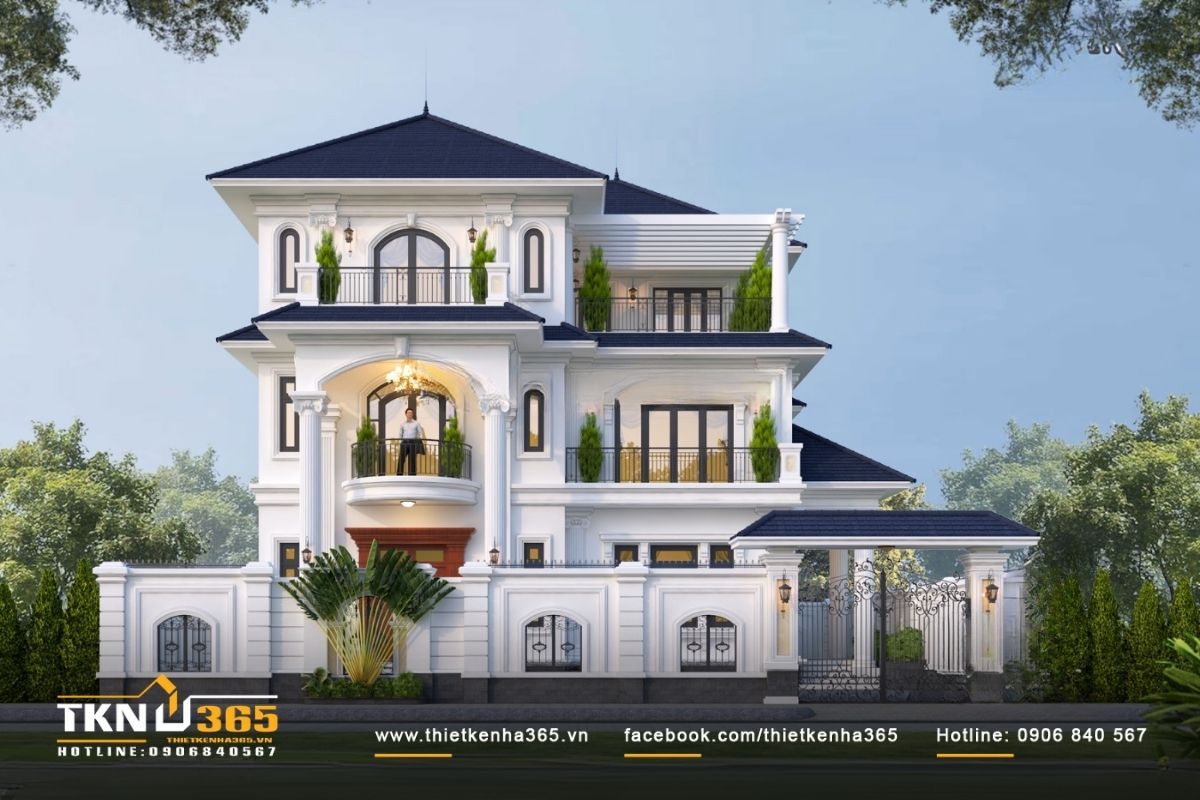 Mẫu biệt thự 3 tầng cổ điển có 7 phòng ngủ rộng rãi của anh Chung tại Đồng Nai