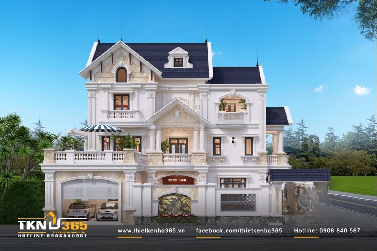 Thiết kế biệt thự 3 tầng cổ điển có 2 mặt tiền thông thoáng tại Thủ Đức