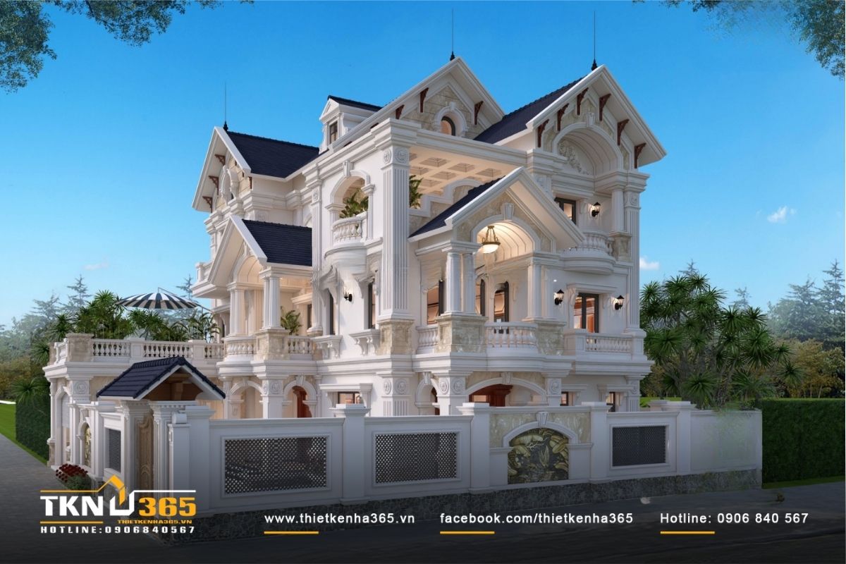 Các chi tiết kiến trúc của biệt thự 3 tầng được thiết kế một cách rất ấn tượng