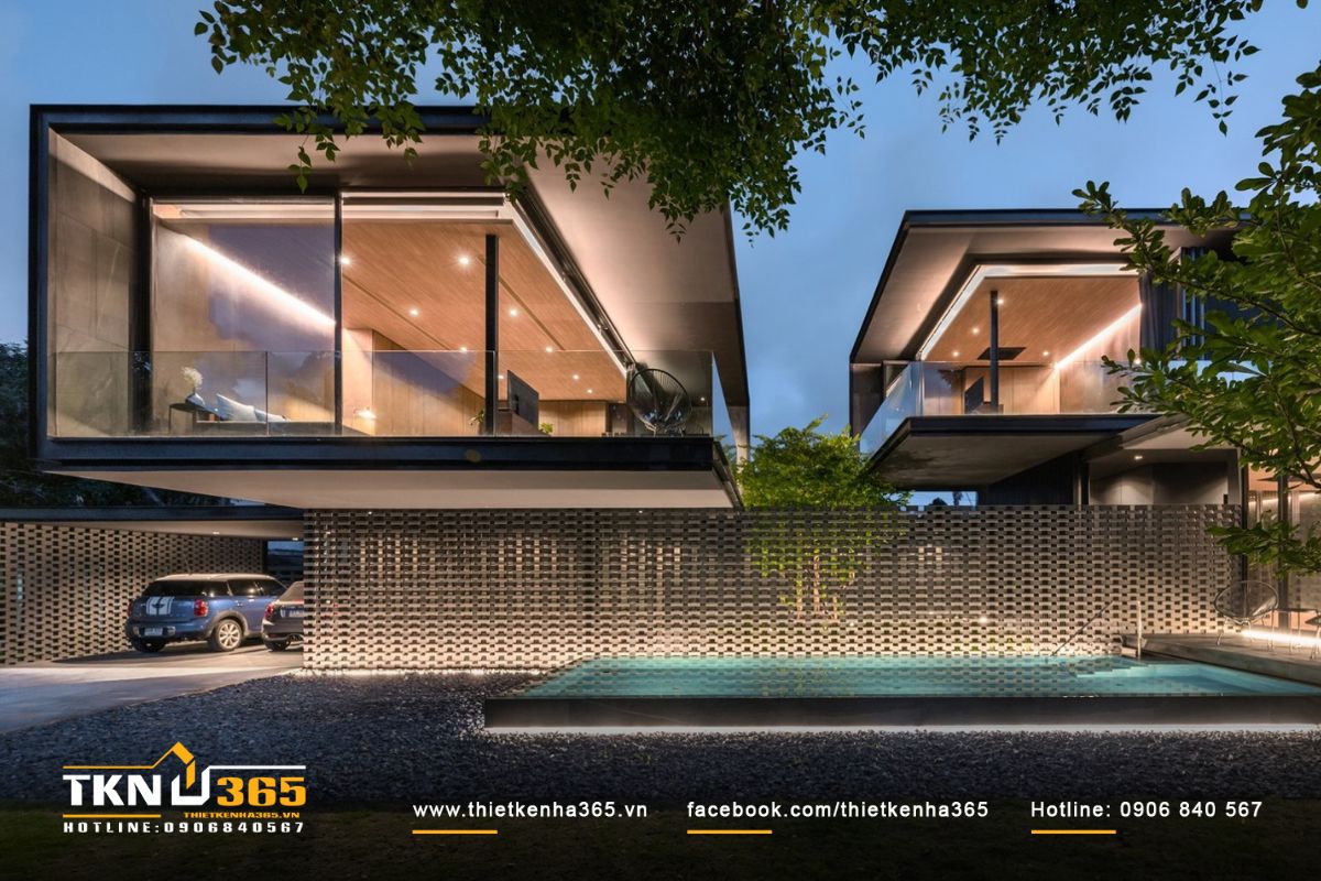 Bể bơi được thiết kế nhỏ gọn đáp ứng nhu cầu giải trí, thư giãn của gia chủ