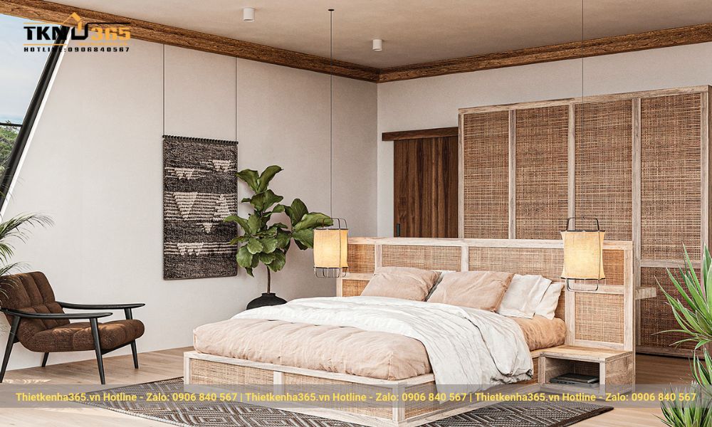 Các phòng trong biệt thự nghỉ dưỡng đều có rất nhiều cây xanh tạo không gian mang đúng âm hưởng nhiệt đới