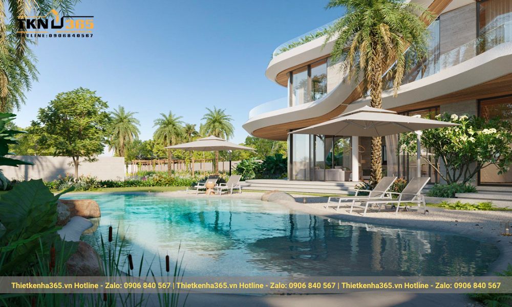 Không gian biệt thự rộng rãi nằm trên diện tích đất hơn 350m2