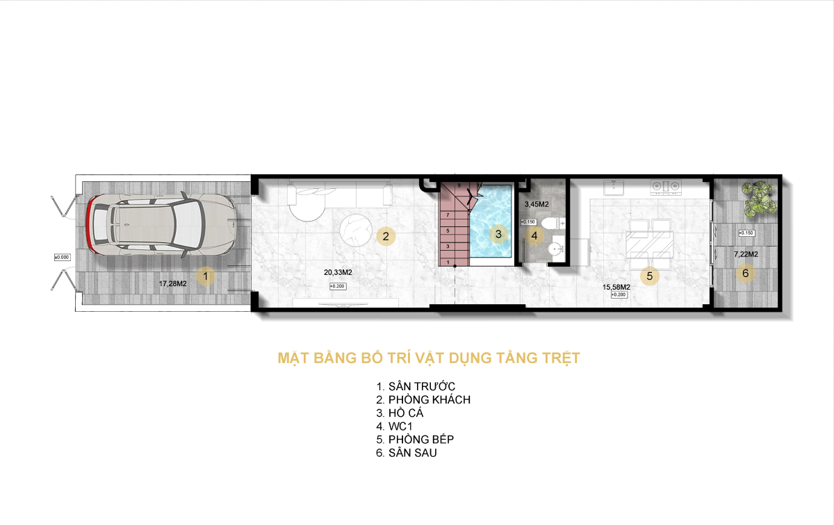 Thiết kế nhà phố 1 trệt 2 lầu 3