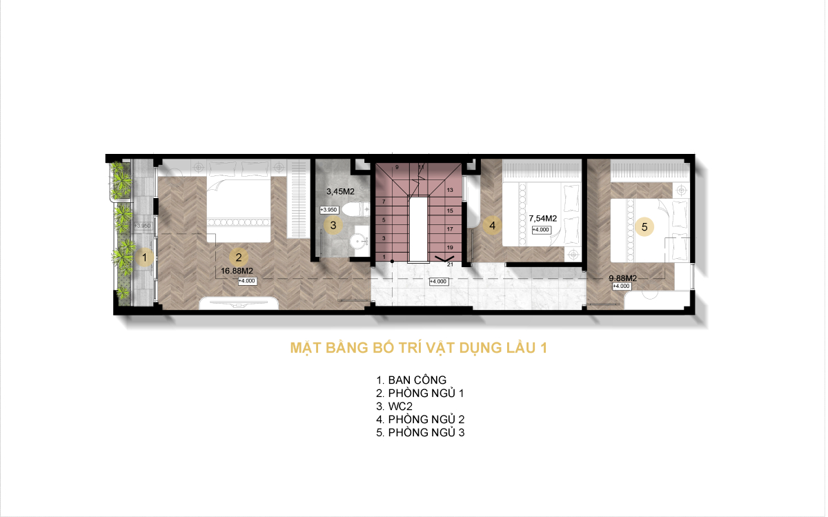Thiết kế nhà phố 1 trệt 2 lầu 4
