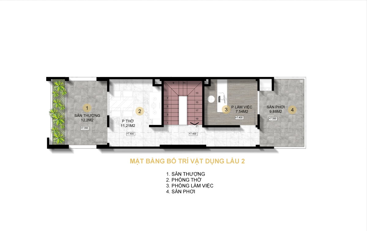 Thiết kế nhà phố 1 trệt 2 lầu 5