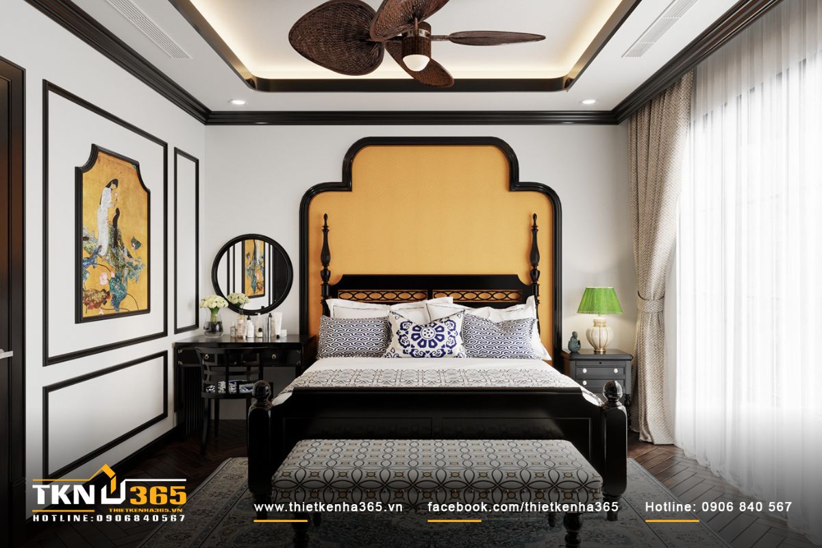 Không gian nghỉ ngơi hoàn hảo với giường ngủ rộng rãi, tông màu nhã nhặn vàng kem nâu