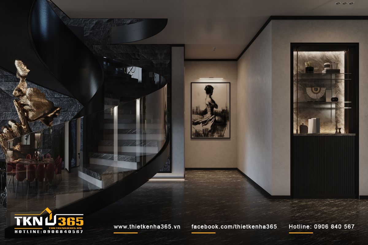 Màu sắc trung tính tôn lên vẻ hiện đại của căn biệt thự liền kề