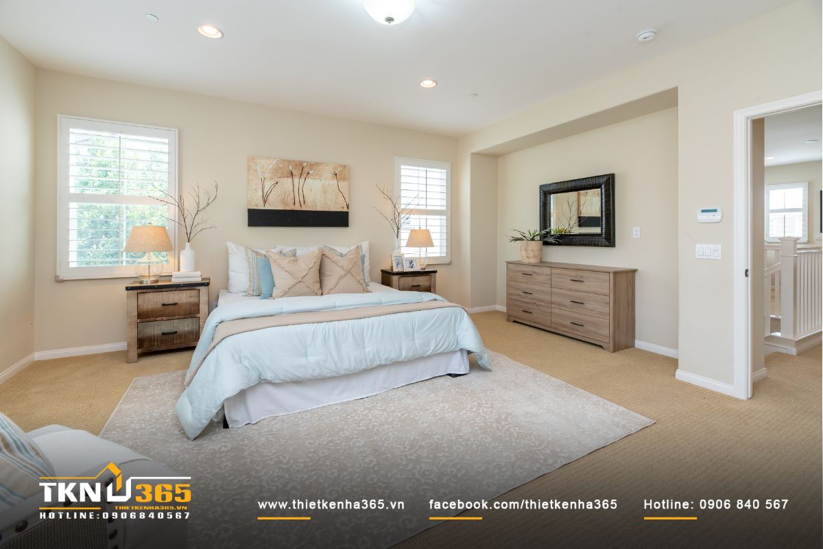 Thiết kế ph&ograve;ng ngủ kh&ocirc;ng gian ấm &aacute;p